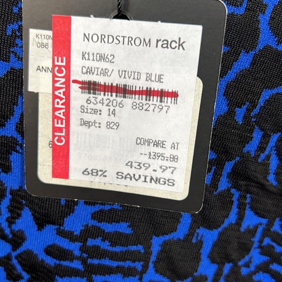 NWT St. John Collection Nordstrom Black Blue Floral Jacquard Dress Sz 14 - Picture 4 of 11